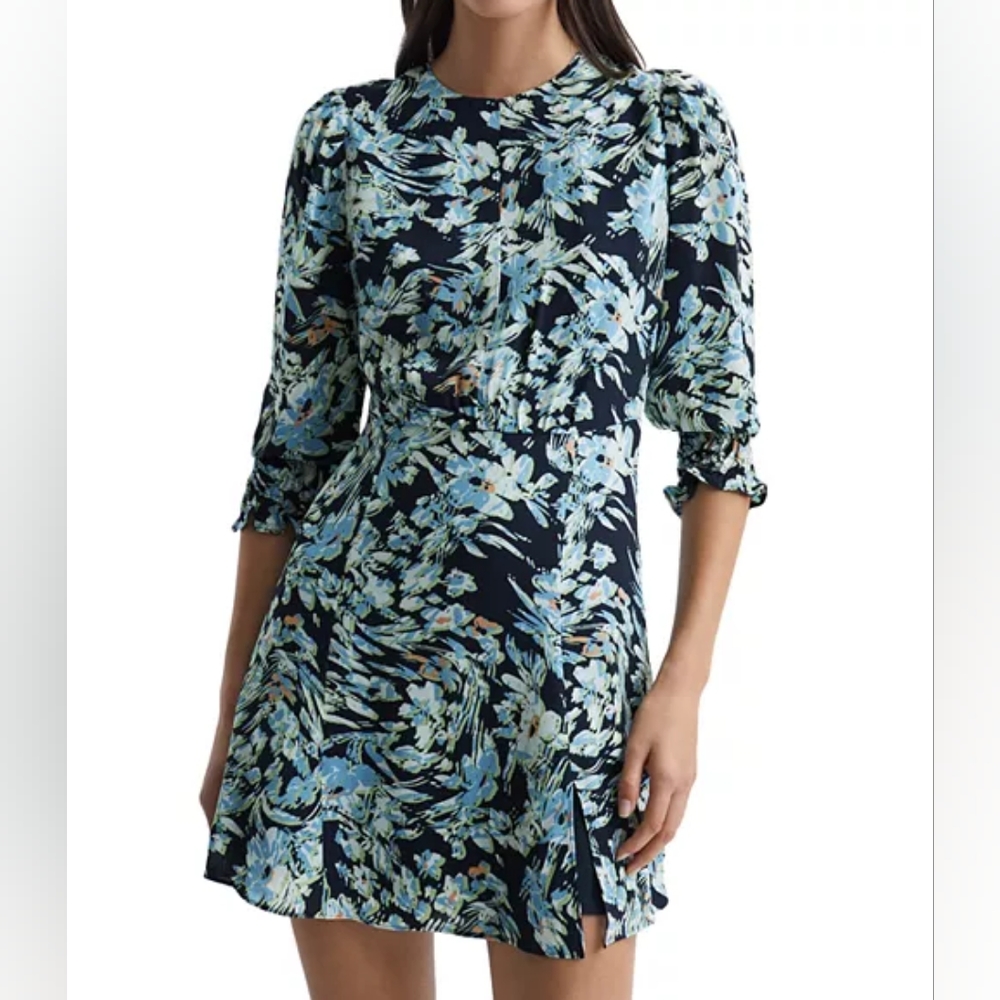 Reiss Annie Floral A-Line Women's 6 Floral 3/4 Sleeve Dress New with Tag